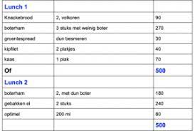 voedingsschema afvallen vrouw gratis
